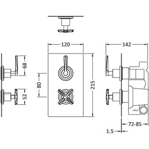 Connect Twin Concealed Crosshead Thermostatic Shower Valve (1 Outlets)