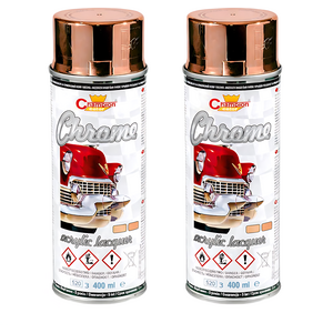 2 x 400 mL Copper Super Chrome Metallic Acrylic Spray Paint, High Gloss