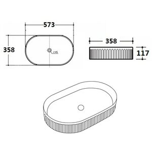Fluted Countertop Basin Matt Black - 573 x 358mm