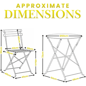Yellow 3 Piece Folding Garden Bistro Set