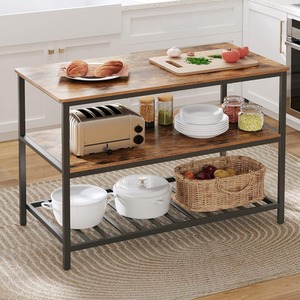 VASAGLE Bakers Rack, Kitchen Island with Large Worktop, Stable Steel Structure