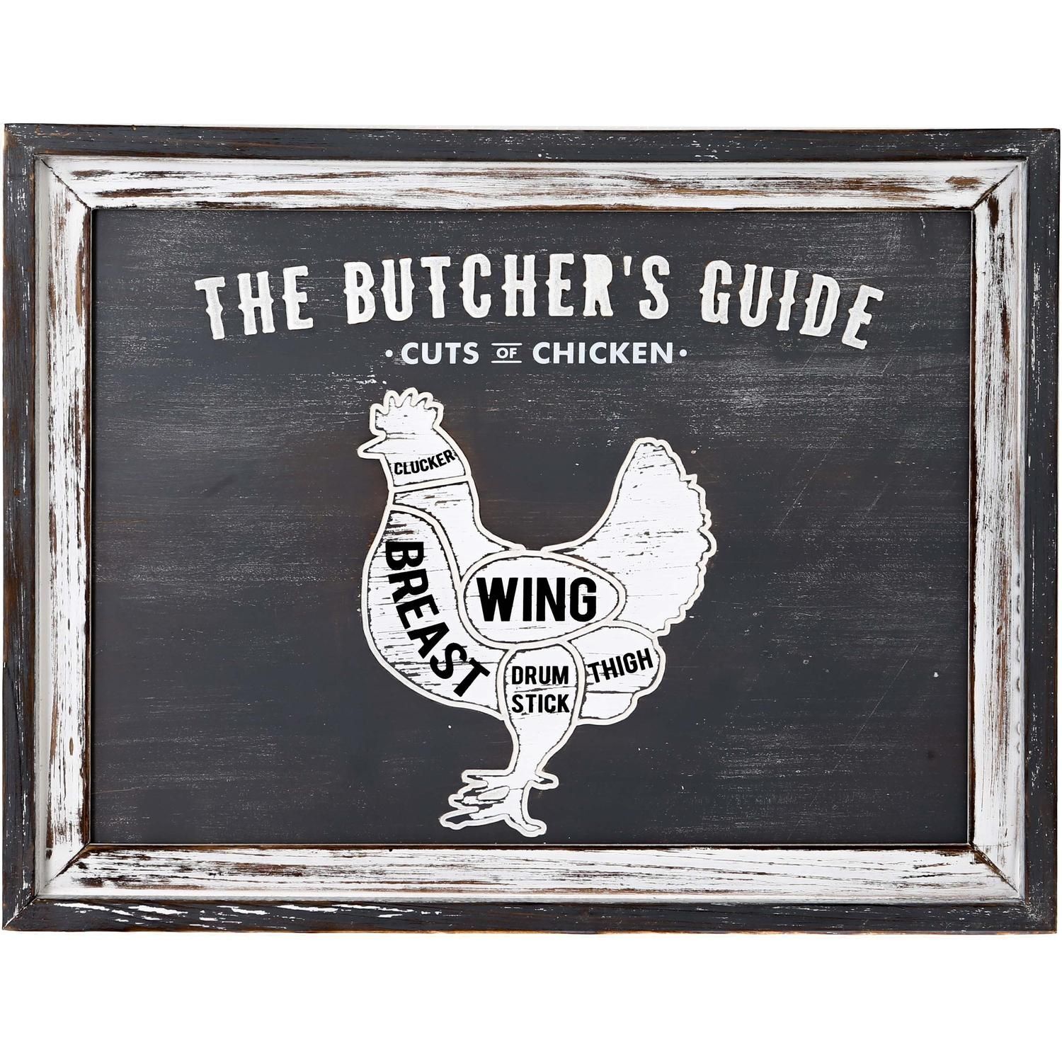 Hill Interiors Butchers Cuts Chicken Plaque White White/Grey 1