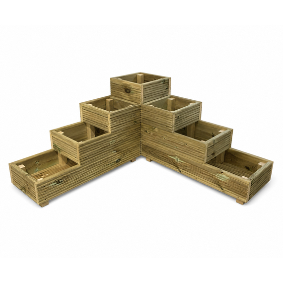 Extra Large 4 - Tiered Corner Wooden Decking Planter