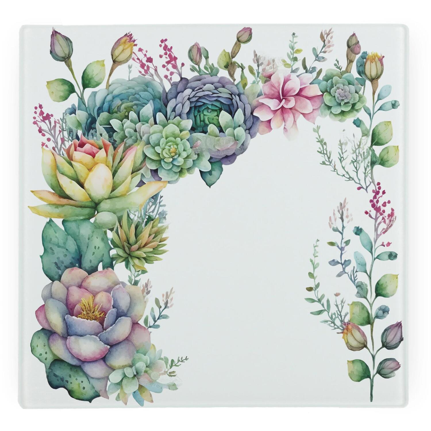 Image of Watercolour Succulents Large Square Worktop Protector&hellip;