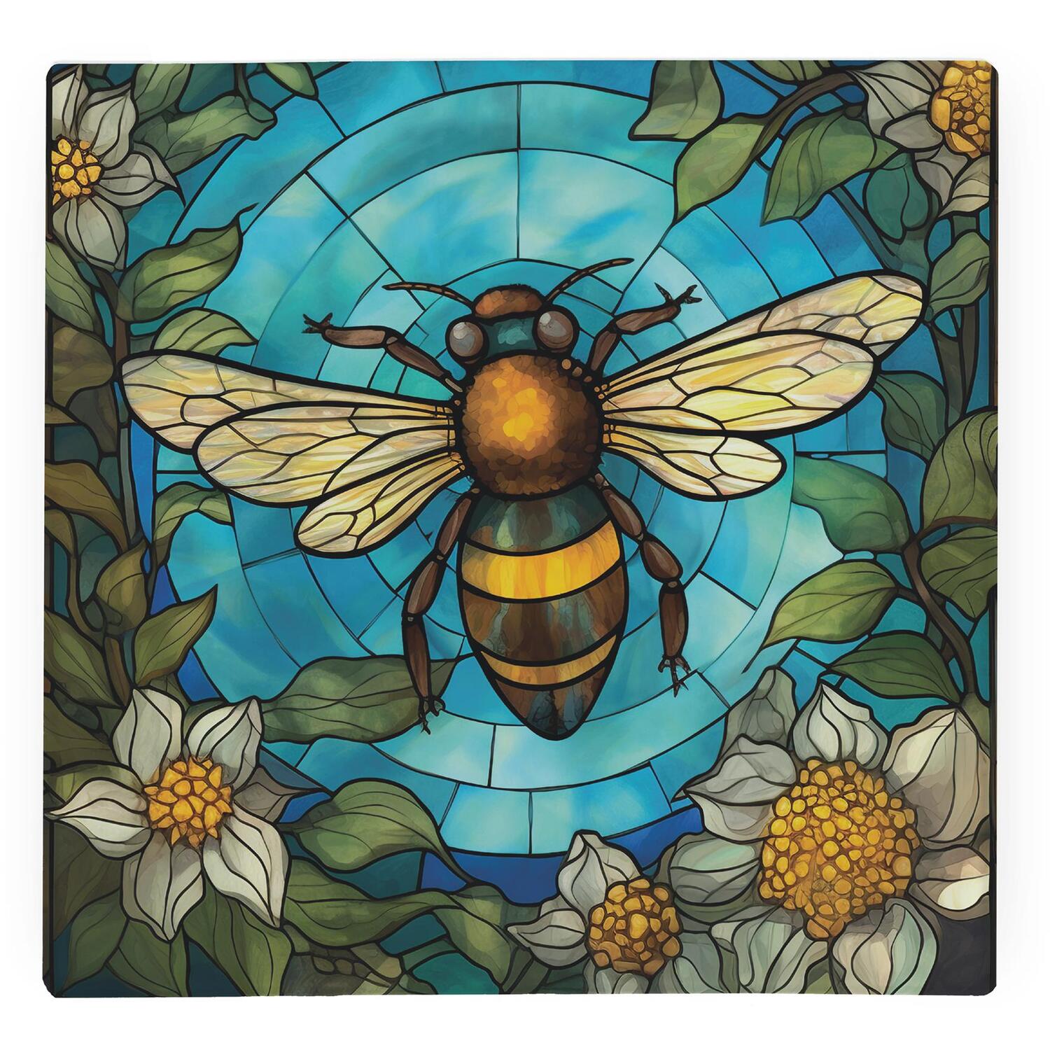 Image of Stained Glass Bee Large Square Worktop&hellip;