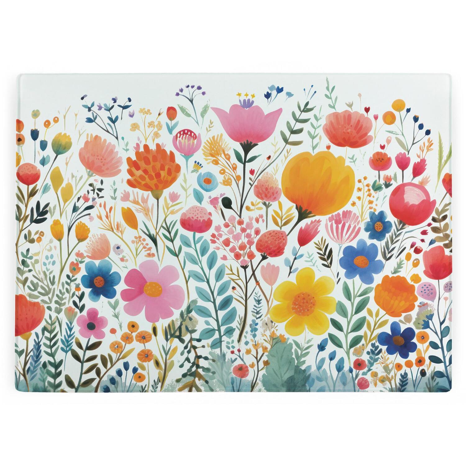 Image of Bright Wildflowers Rectangular Glass Worktop Protector&hellip;
