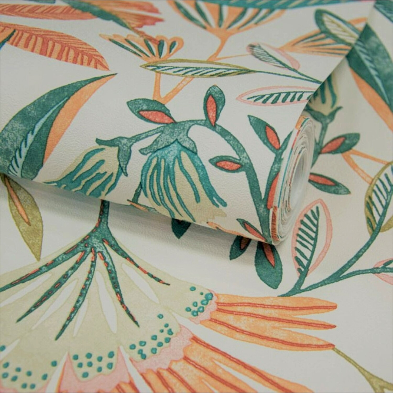 Grandeco Ciara Tropical Leaf Orange Green Wallpaper Botanical Paste The Wall - Image 4