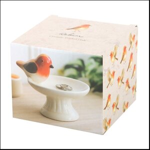 Robin Bird Bath Ceramic Trinket Dish for Keepsakes
