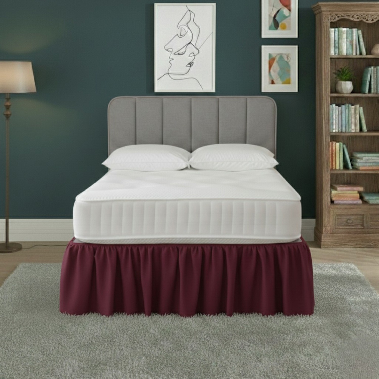 Snug City Base Valance Polycotton Sheet for Divan Beds Easy Care Bed Base Cover in Wine | Size: Single