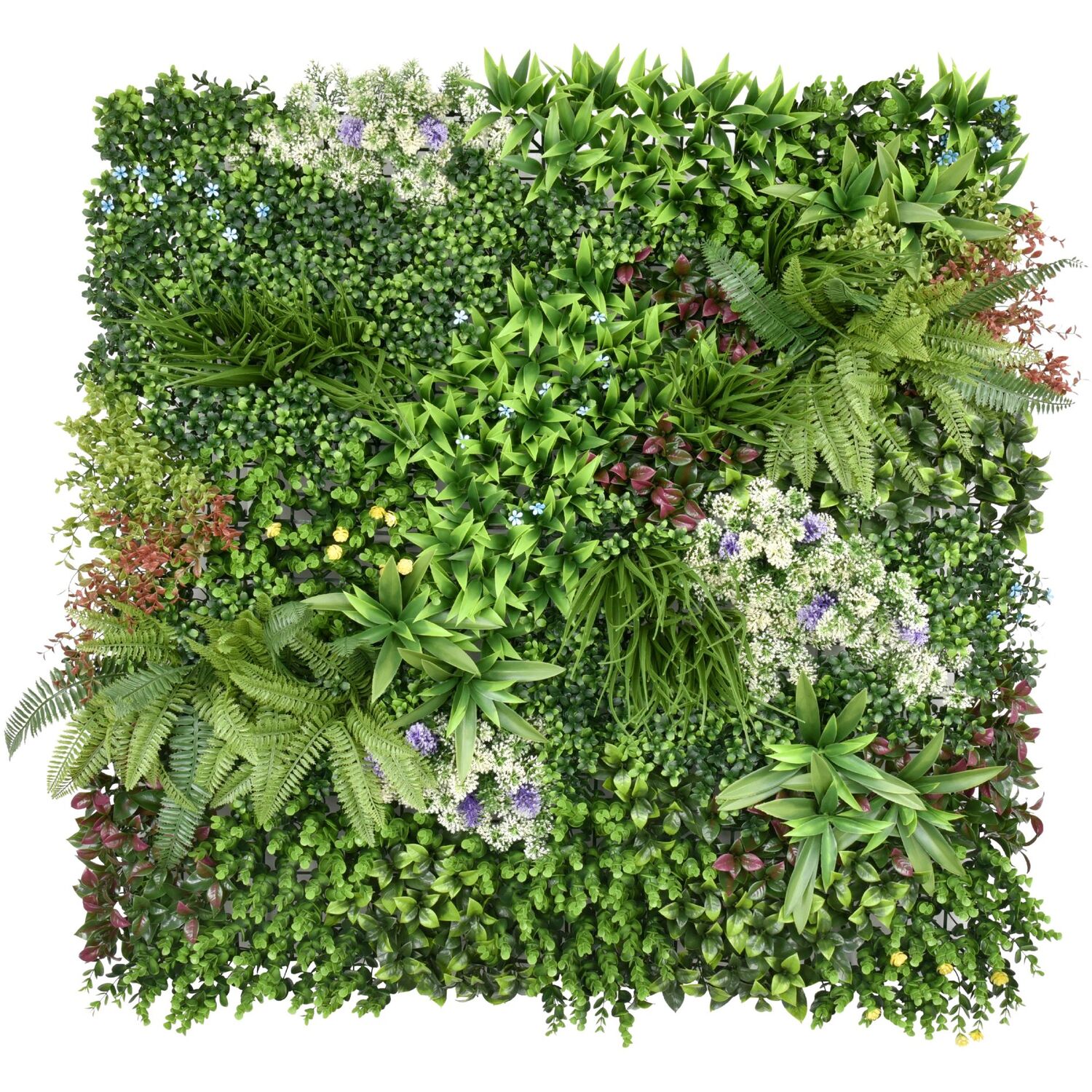 Ark Mat Artificial Plant Flower Living Wall Panels Realistic - Country Garden - Indoor / Outdoor - 1M X 1M - Green