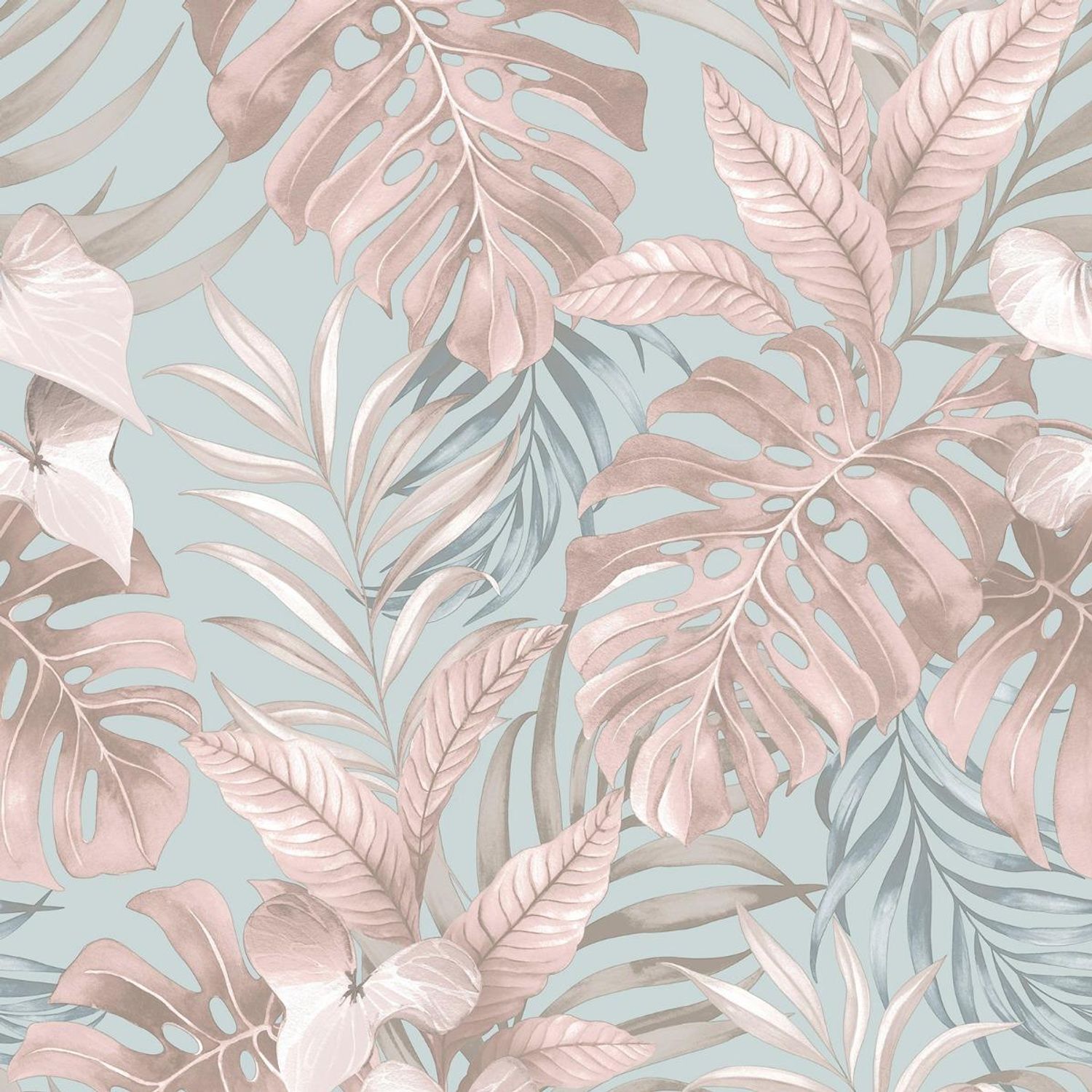 Muriva Teeva Jungle Wallpaper - Pink