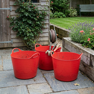 2 x 40L Flexible Red Plastic Storage Bucket for Garden, Home & DIY