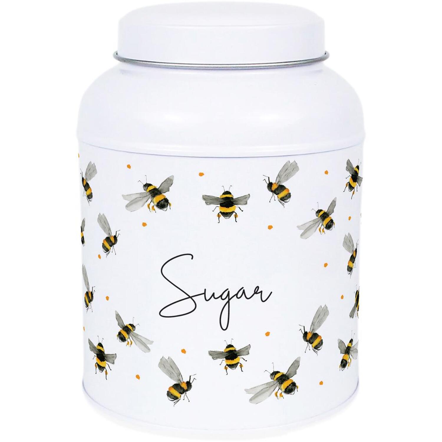 Purely Home Scattered Bees Decaf Canister - Small Dome Lid Kitchen Storage Tin - Sugar
