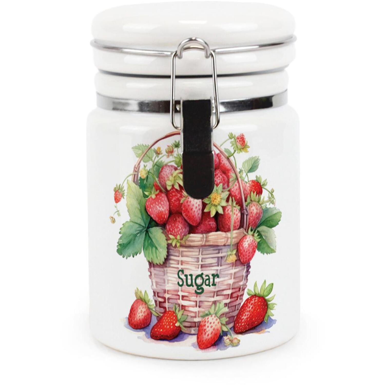 Purely Home Strawberry Basket Small Ceramic Sugar Storage Canister - Red