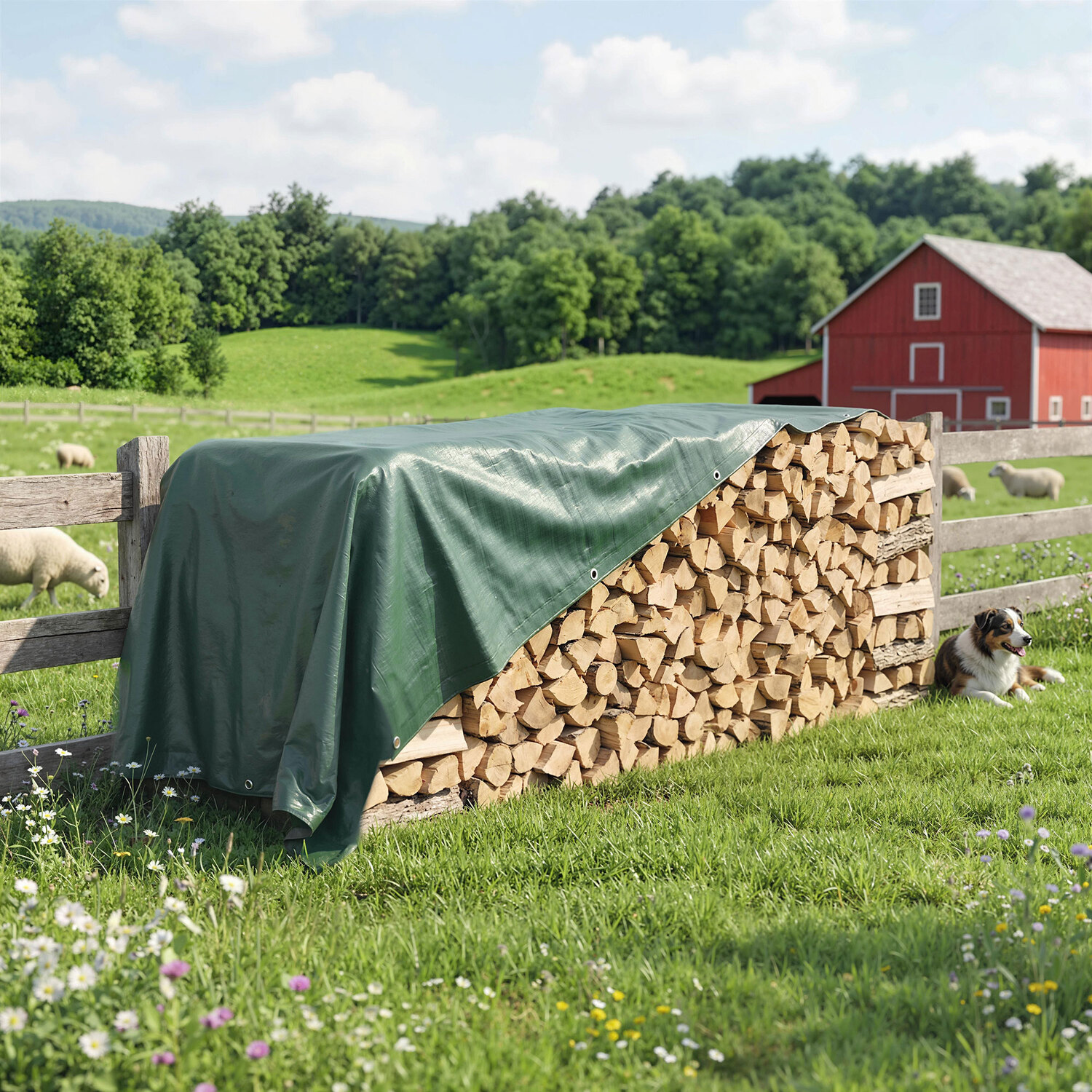 Outsunny 3 X 4M Waterproof Tarpaulin, 90Gsm Tear-Resistant Pe Tarp - Green