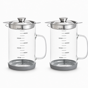 Eden & Willow Glass Measuring Jug with Oil Strainer & Steel Lid