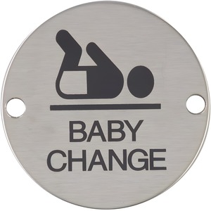 Dzina Baby Change Door Sign 75mm Screen Printed SSS Pack of 1