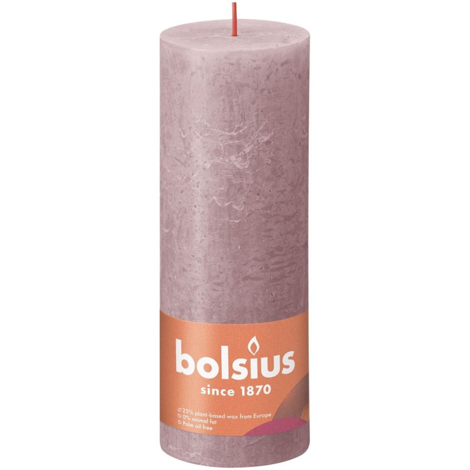 KDMD Bolsius Rustic Ash Rose Shine Pillar Candle 190mm x 68mm in Dusty Pink