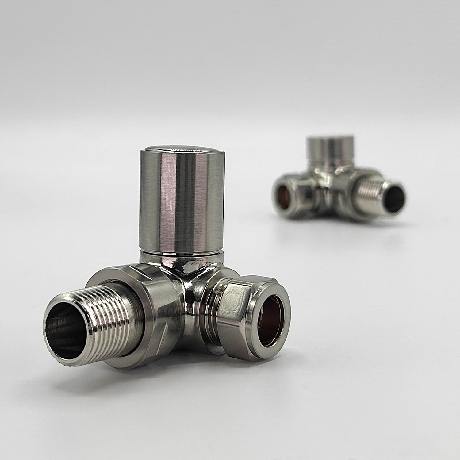 Lux Heat Corner Brushed Nickel Round Manual Valve Set - Brushed Nickel - Image 2