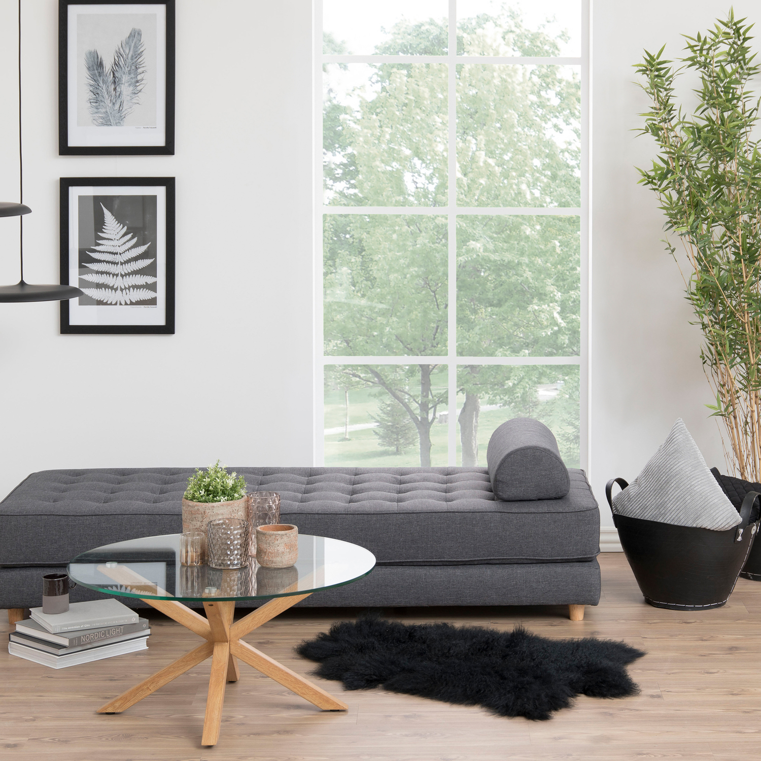 B&Q - Heaven Round Coffee Table With Smoked Glass Top And Oak Legs - Image 2