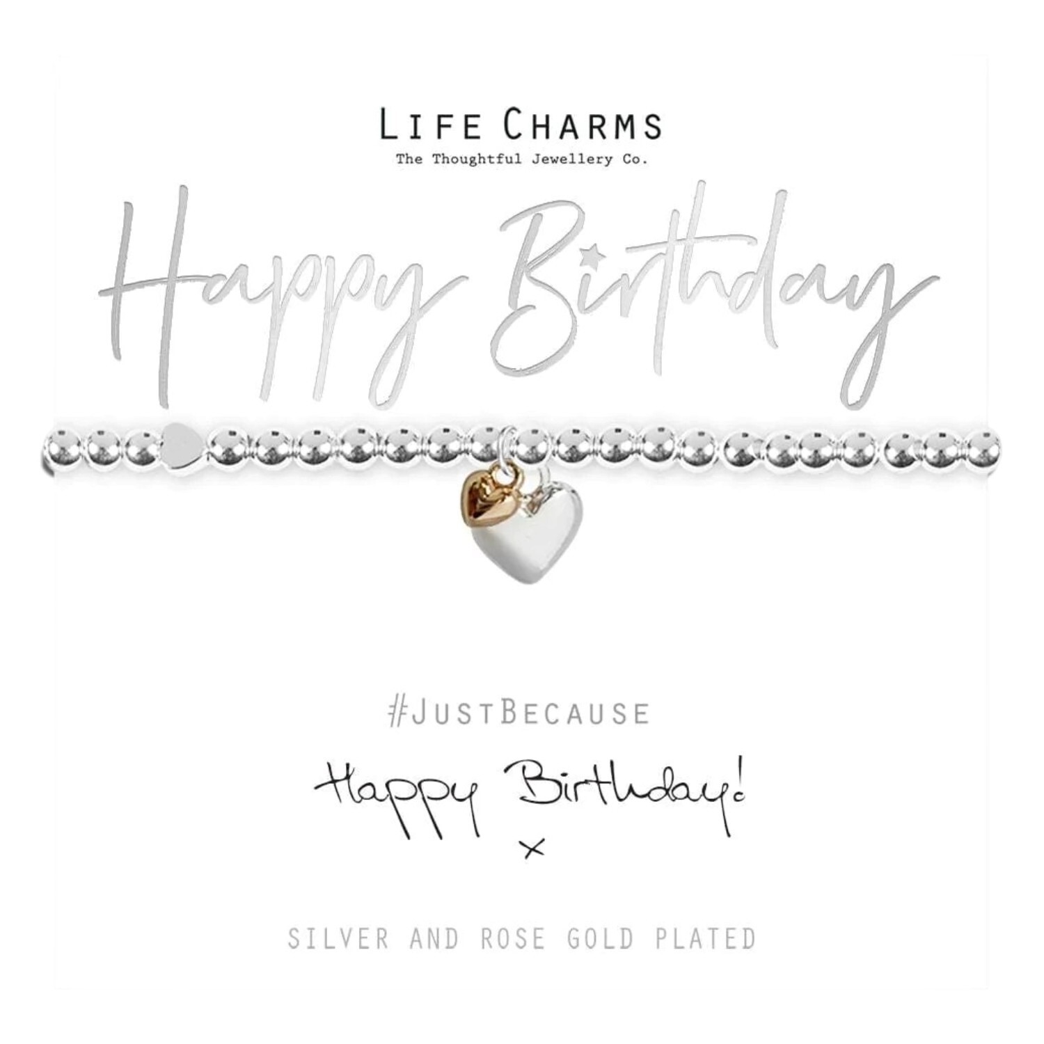 Life Charms Happy Birthday Love Heart Bracelet - Silver - Image 5