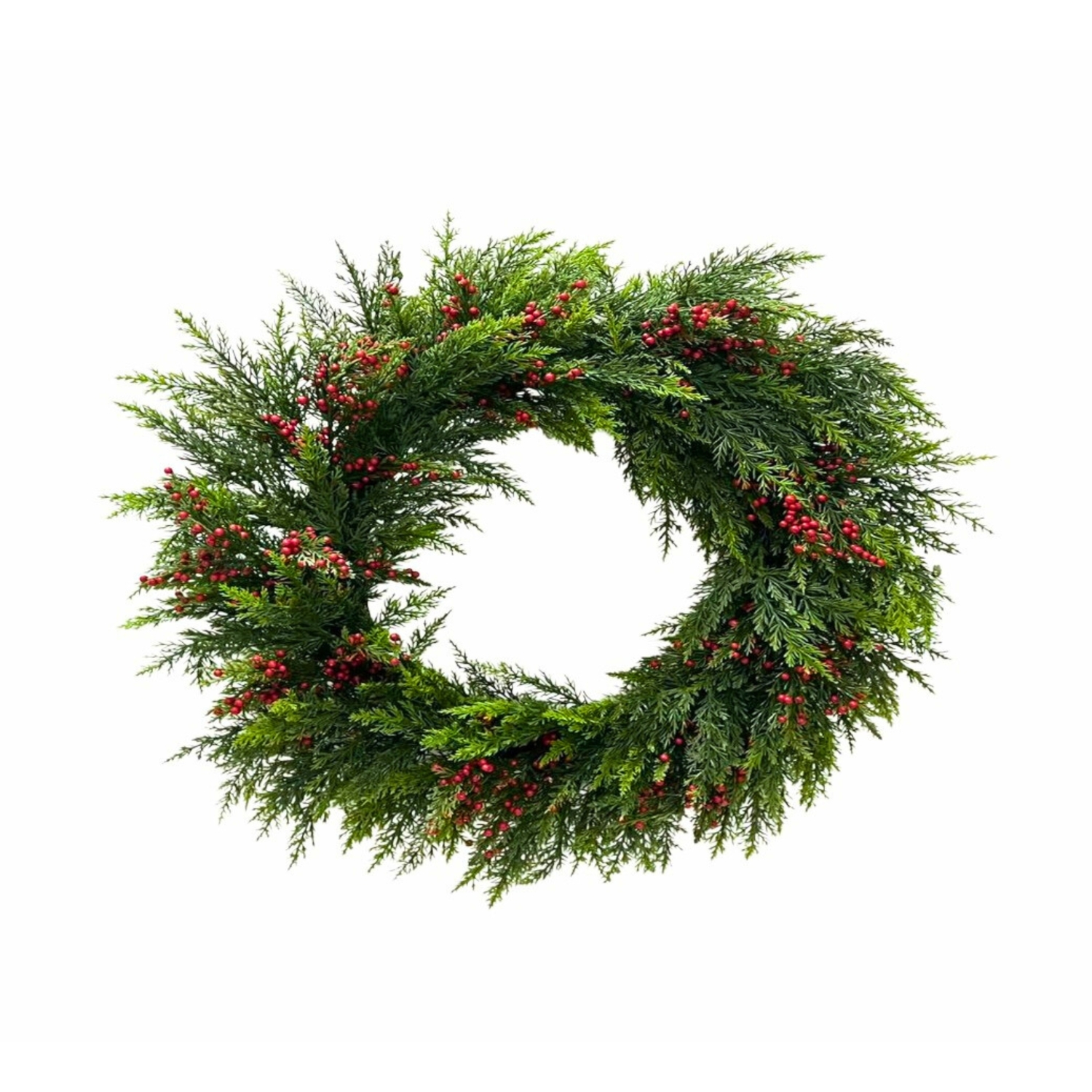 Rackhams Red 24 Inch Pine Needle Christmas Wreath With Berries For Indoor And Shelte Outdoor Display - 24In - Christmas Wreath - Image 2