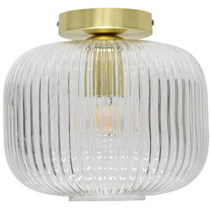 Batley Large Clear Ribbed Glass Satin Brass Ceiling Light Fitting