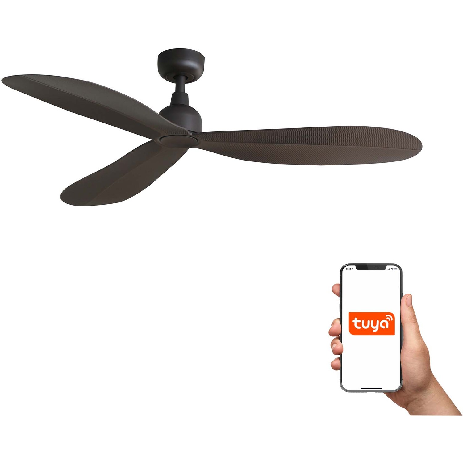 B&Q - Luminosa Palma Medium 3 Blade Ceiling Fan Dark Brown Tuya Smart System - Image 2