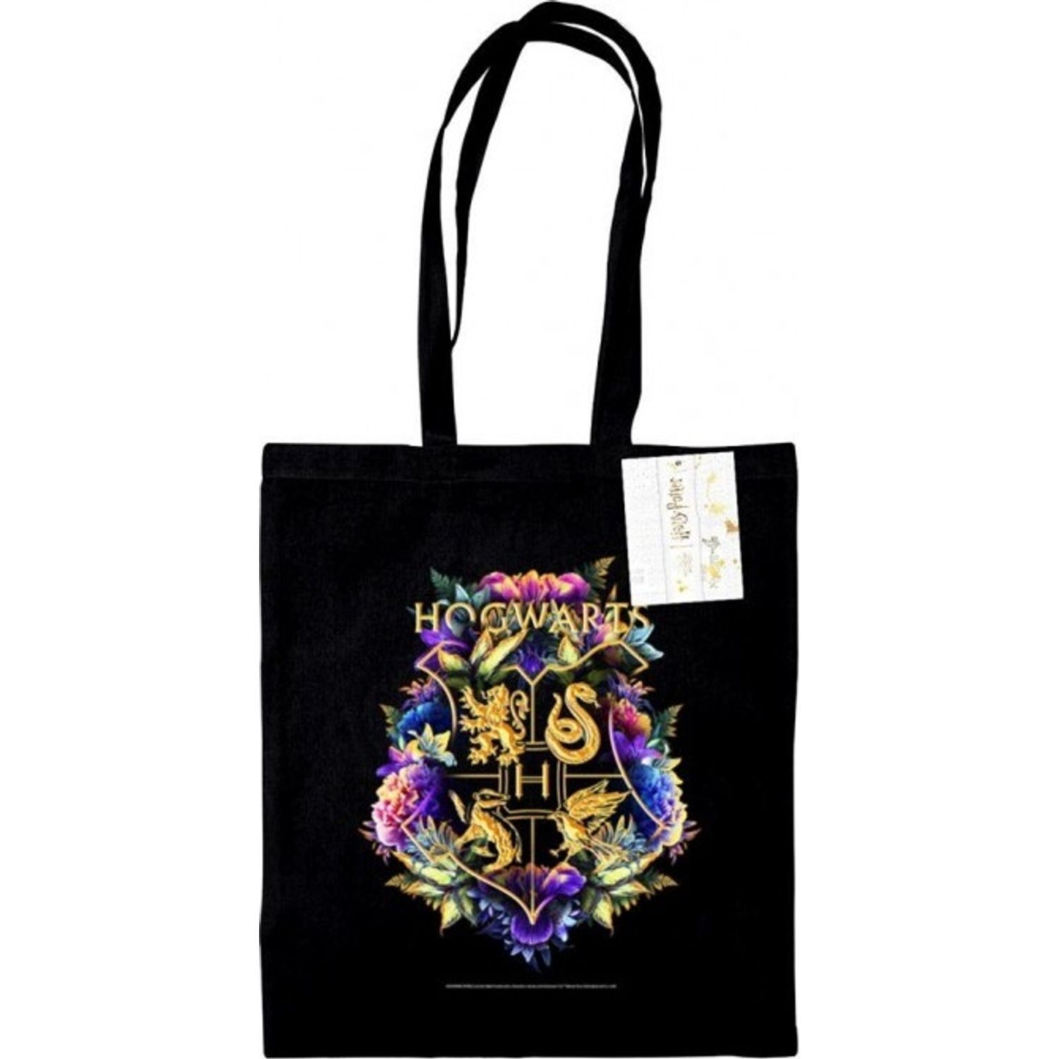 Harry Potter Hogwarts Crest Watercolour Tote Bag - Black