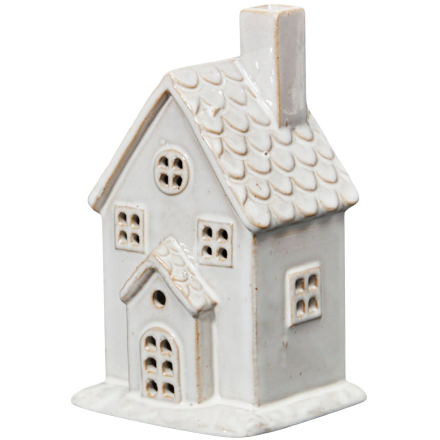 Four Candle Ceramic House Tealight Holder in White
