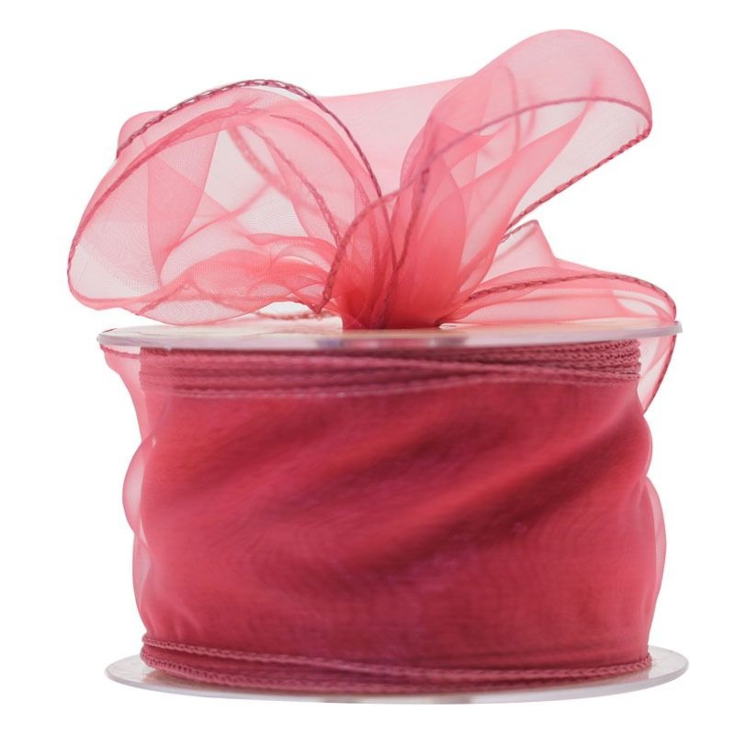 Kdmd Rose Wired Chiffon Ribbon 2 Pack Wired Organza - Red