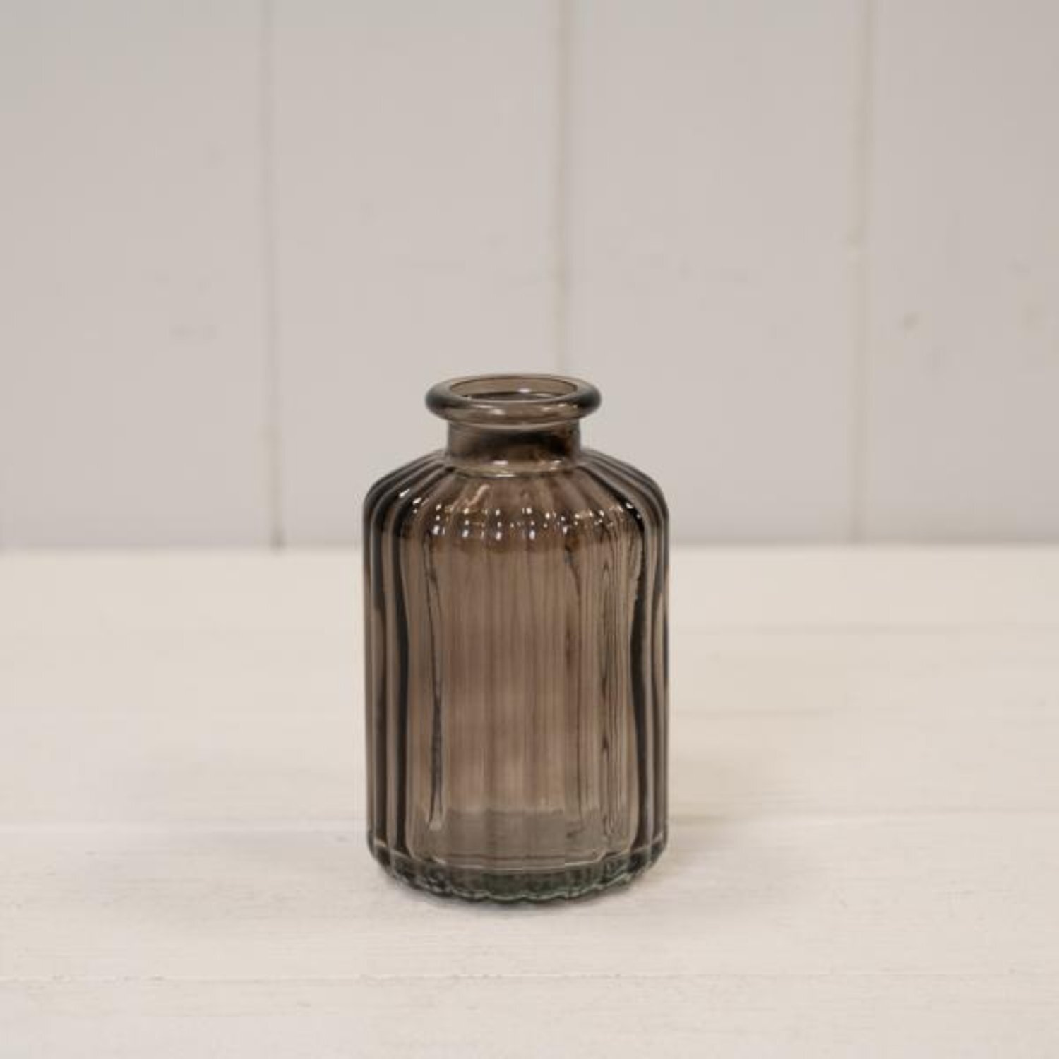  - Classic Warm Grey Ribbed Glass Bottle - Image 3