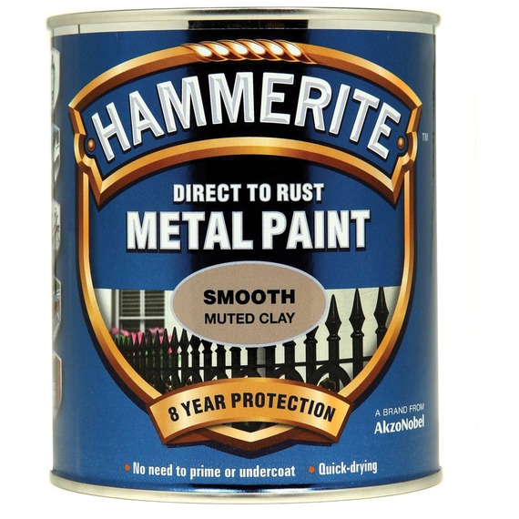 Hammerite Direct to Rust Smooth Finish Metal Paint, Muted Clay, 750ml.