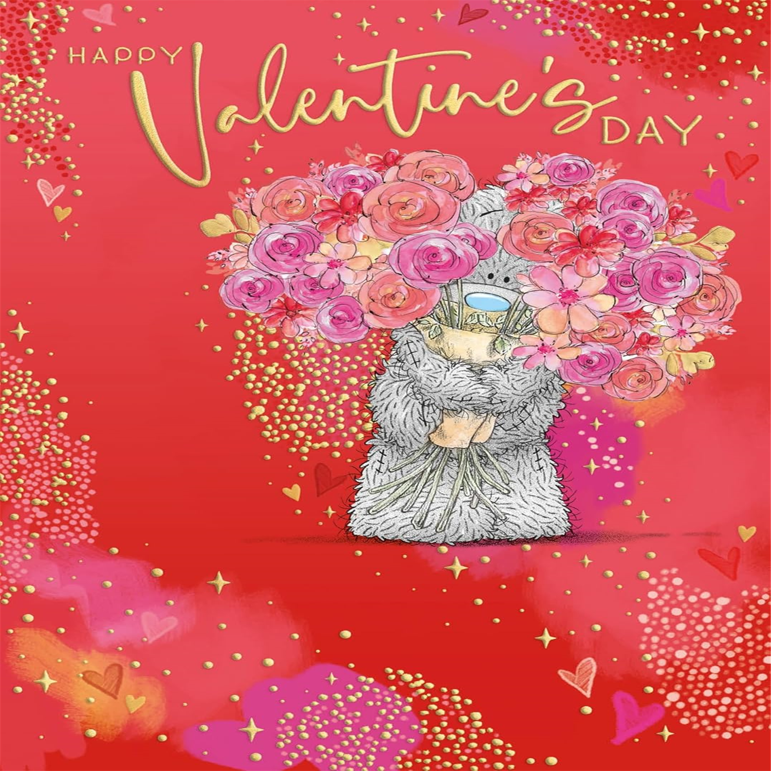 Me To You Bear With Big Bouquet Open Valentine's Day Card - Red - Image 3