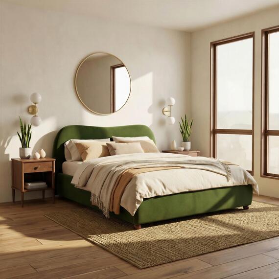 Mabel Green Velvet Ottoman Bed Frame