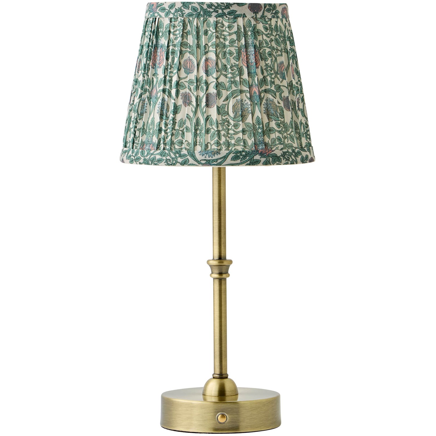 ValueLights Lowe Floral Pleated Shade Metal Portable Rechargeable Table Lamp in Pale Green - Image 4