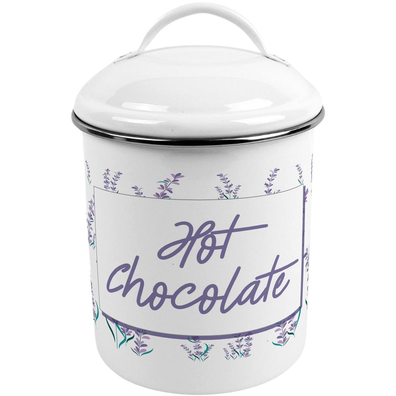 Purely Home Pretty Peonies Hot Chocolate Canister - Metal Kitchen Storage Container - Peach