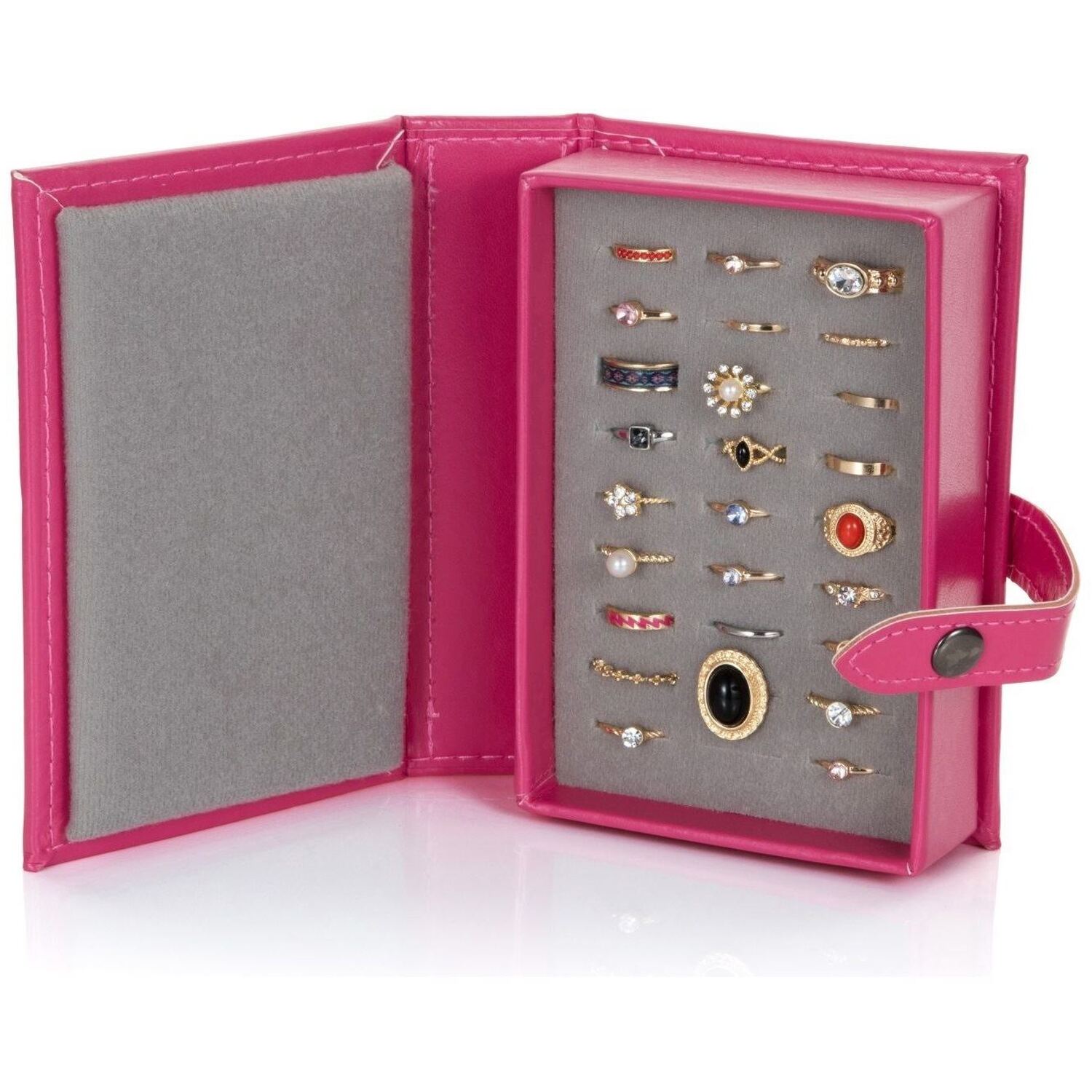 Little Book of Rings Small Pink Jewellery Box Travel Portable Storage Book Gift - Image 3