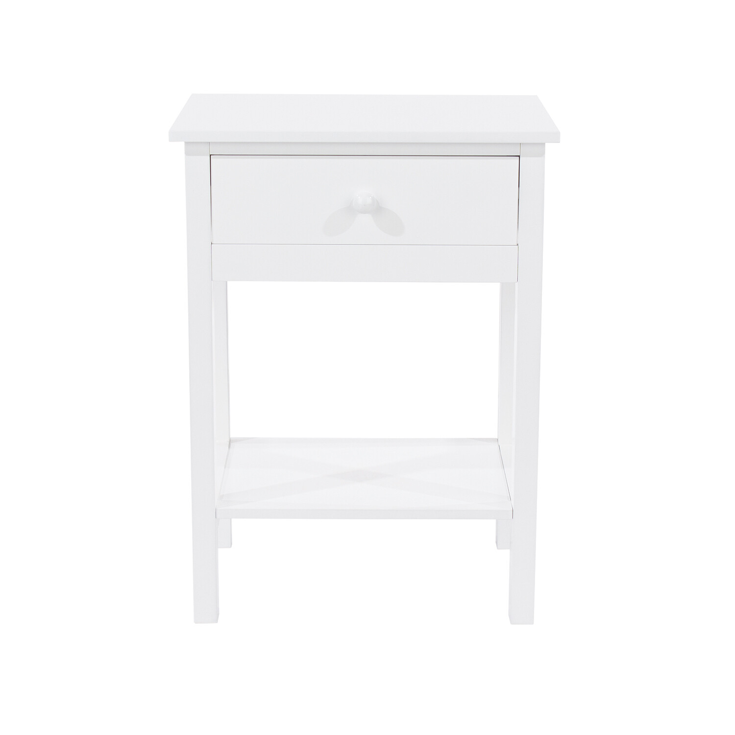 Shaker 1 Drawer Petite Bedside Cabinet - White Medium