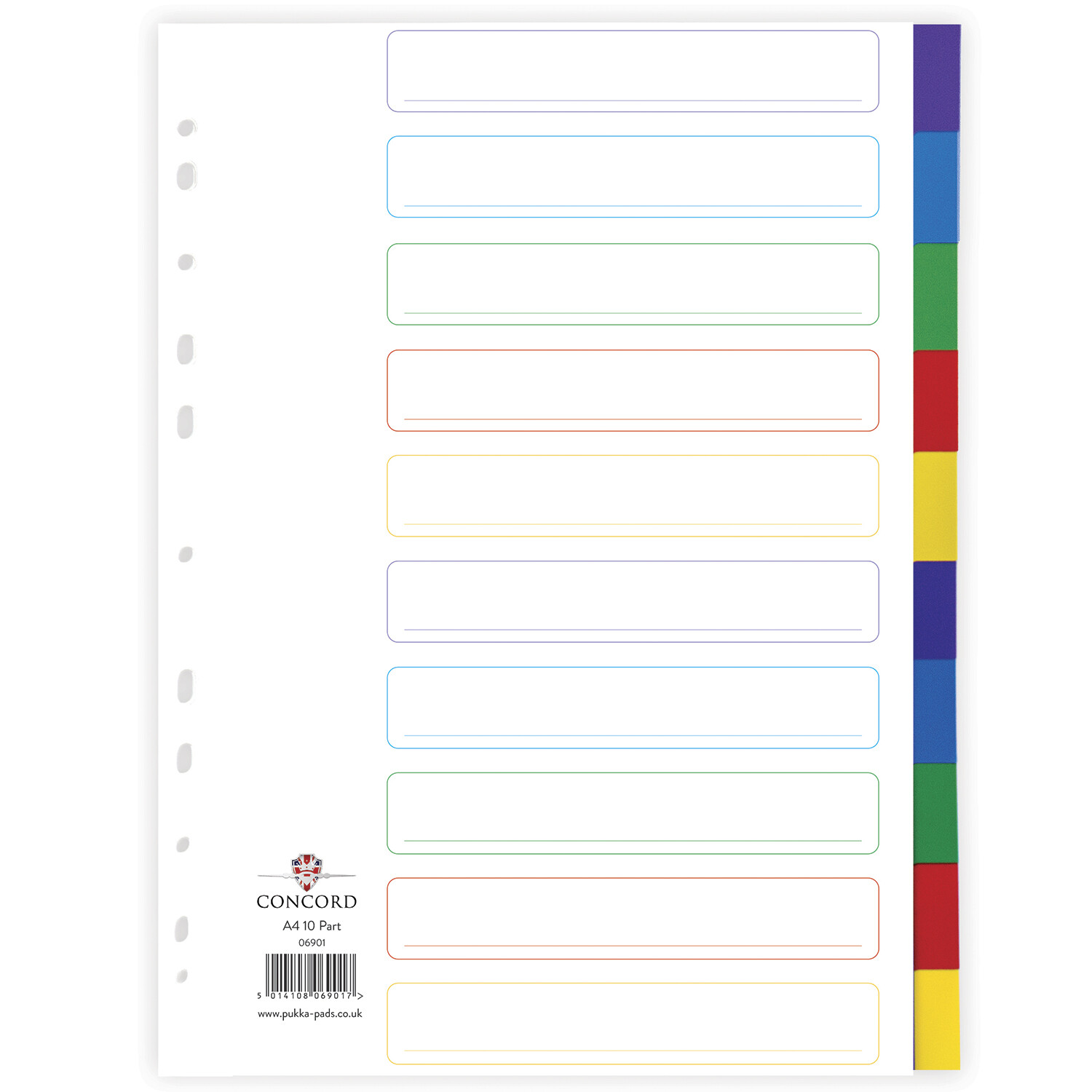 thumbnail image 2 of Concord A4 Subject Dividers - 20-Part White Dividers, 230 Micron, 11-Hole Punched | Heavyweight Organisation For Students & Office 2 of 12