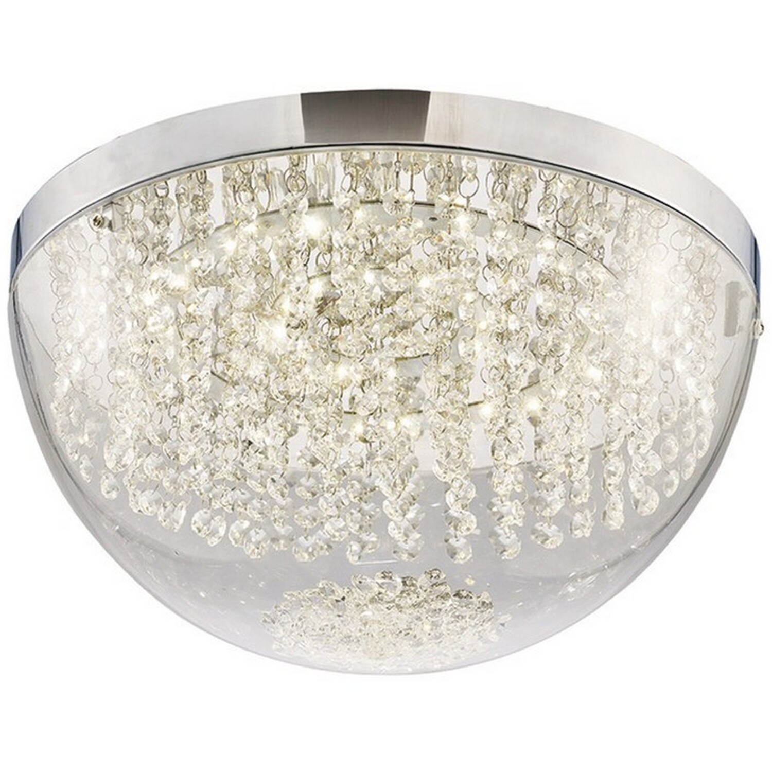 Harper Large Flush Ceiling 21W 1600lm LED 4000K Polished Chrome, Crystal - Polished Chrome