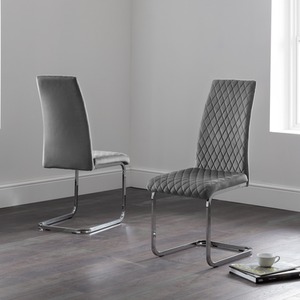 Set Of 4 Calabria Velvet Cantilever Chairs - Grey