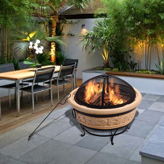 Teamson Home Terracotta Style Wood Burning Fire Pit