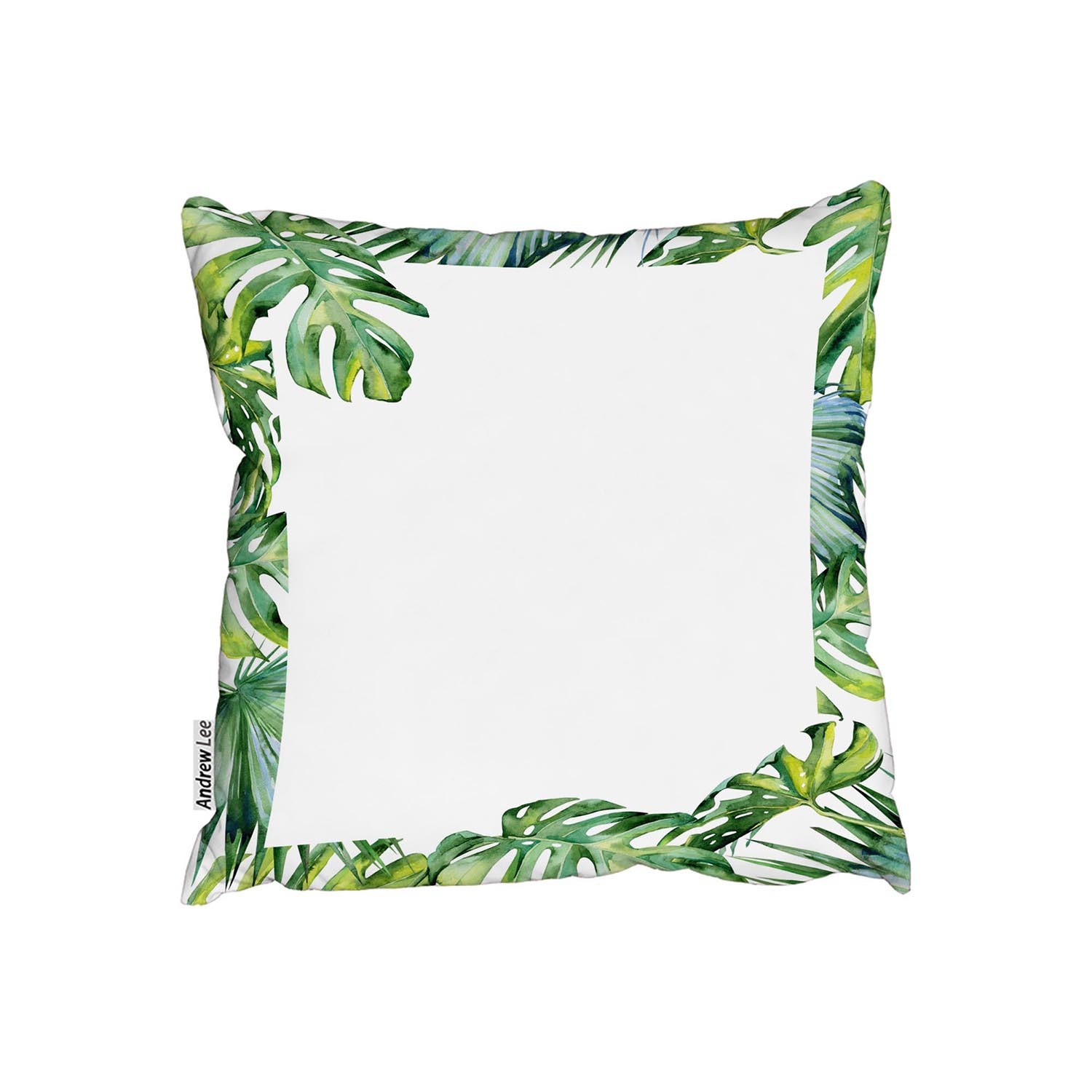 Botanical Leaves Border Cushion - Green / 60cm