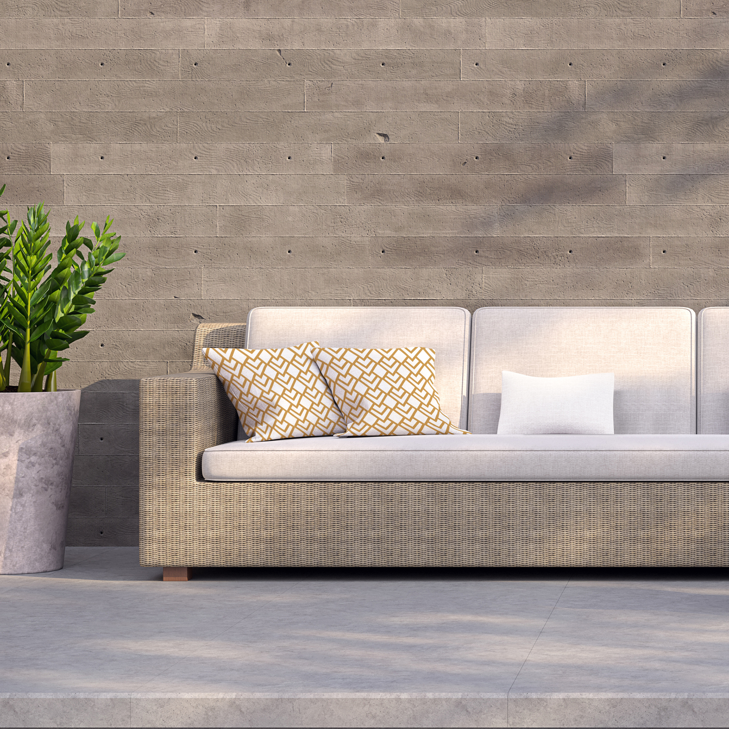 Triangle Gold Tiles Outdoor Cushion - Yellow / 60cm
