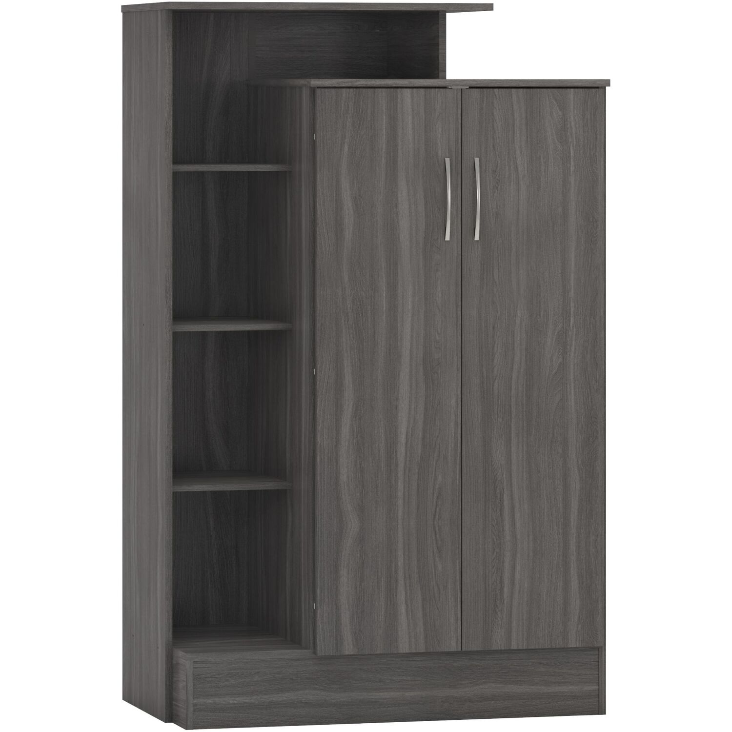 Seconique - Nevada Petite Open Shelf Wardrobe - Black Wood Grain thumbnail