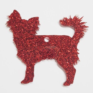 Glitter Longhaired Chihuahua Christmas Decoration