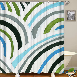 Multicolor Curved  Shower Curtain