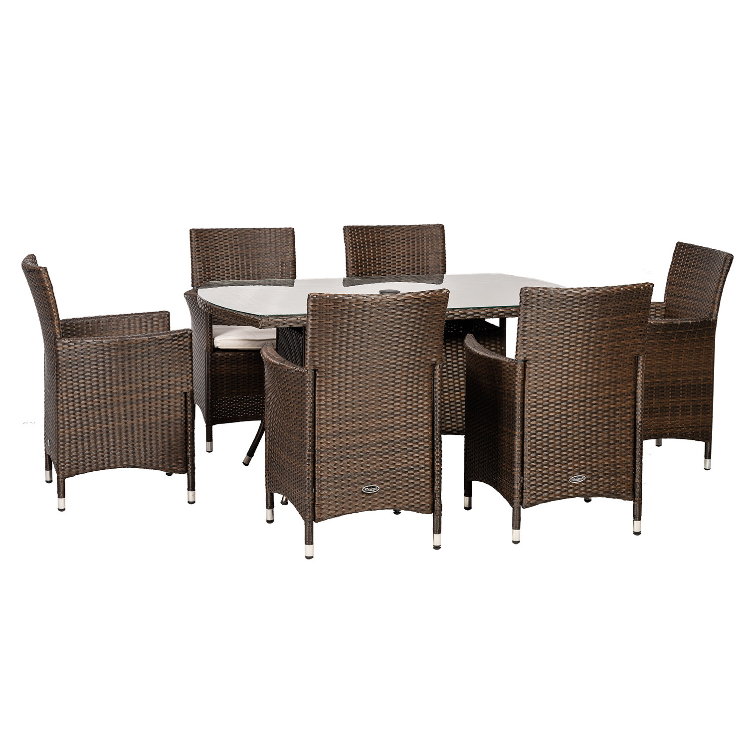 Nevada 7 Piece Rectangular Dining Set - Brown