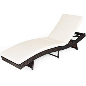 Costway Patio Adjustable Rattan Chaise Lounge Chair
